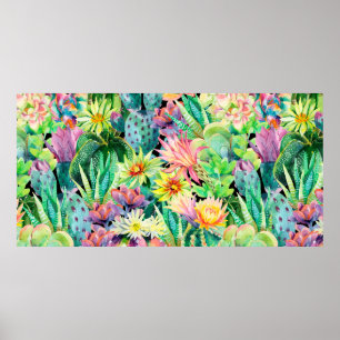 Poster Plantes succulents et motif de jardin de cactus