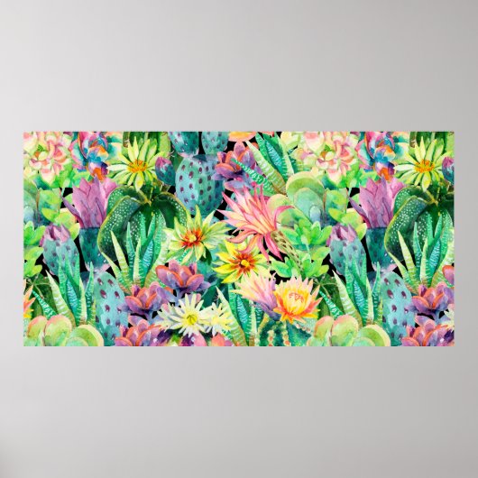 Poster Plantes succulents et motif de jardin de cactus (Devant)