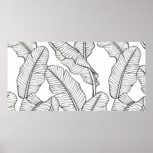 Poster Plantes tropicaux et fleurs motif sans couture. Ju