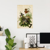 Poster Plaque 116 | Frugineuse Grive | Oiseaux d'Amérique (Bureau à domicile)