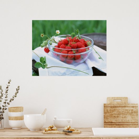 Poster Plaque avec fraise (Cuisine)