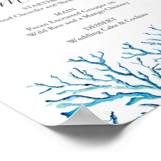 Poster Plaque Buffet Mariage Plage Aquarelle Starfish (Coin)