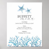 Poster Plaque Buffet Mariage Plage Aquarelle Starfish (Devant)