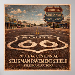Poster Plaque de chaussée de la route 66 à Seligman