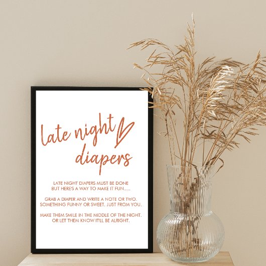 Poster Plaque de couches tard dans la nuit Boho Heart Ter
