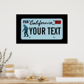 Poster Plaque de licence California Sasquatch (Cuisine)