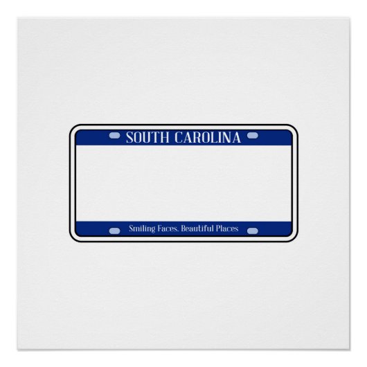 Poster Plaque de licence d'État de Caroline du Sud vide (Devant)