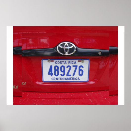 Poster Plaque de licence du Costa Rica (Devant)
