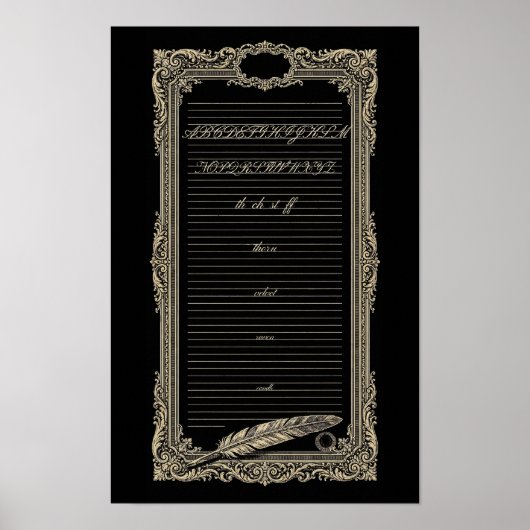 Poster Plaque de spécimen de calligraphie écriture manusc (Devant)