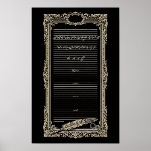 Poster Plaque de spécimen de calligraphie écriture manusc (Devant)