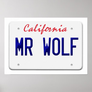 Poster Plaque d'immatriculation California Mr Wolf