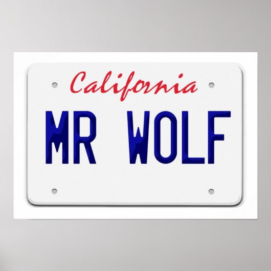 Poster Plaque d'immatriculation California Mr Wolf (Devant)