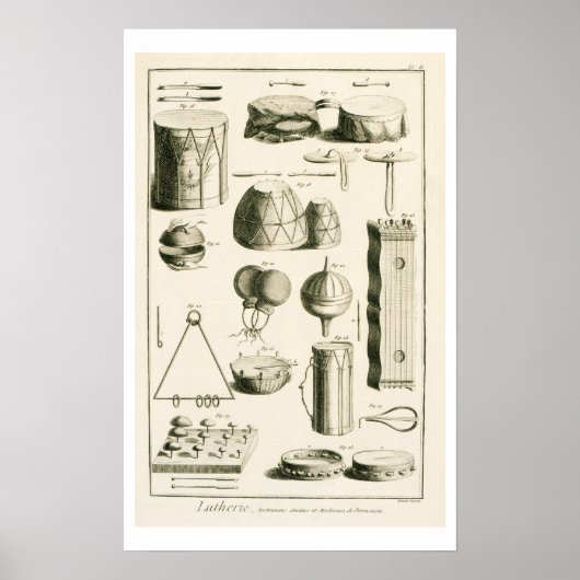 Poster Plaque II : instrument de percussion ancien et mod (Devant)