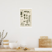 Poster Plaque II : instrument de percussion ancien et mod (Cuisine)