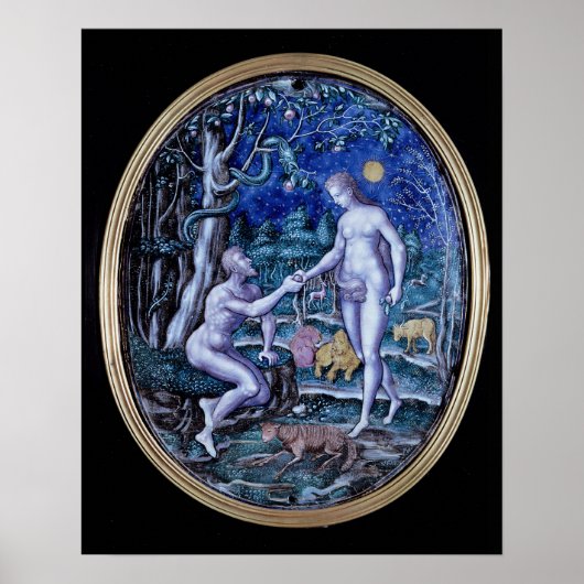 Poster Plaque Limoges représentant Adam et Eve, c.1570 (Devant)