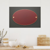 Poster Plaque rouge ovale avec bord doré (Cuisine)