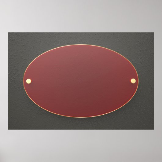Poster Plaque rouge ovale avec bord doré (Devant)