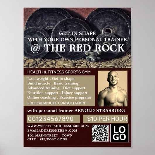 Poster Plaques de poids, Entraîneur personnel, Publicité (Devant)