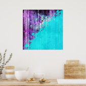 Poster Plaques en bois pourpres, bleues et Turquoises et (Cuisine)