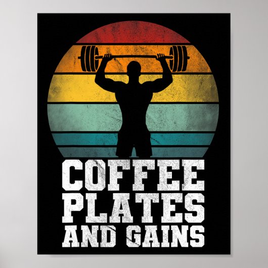 Poster Plaques Et Gains De Café - Travail De Poids Rétro (Devant)