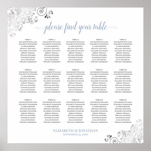 Poster Plat 15 Mariage de table Plat blanc et bleu (Devant)