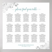 Poster Plat 15 Mariage de table Plat blanc & Turquoise (Devant)