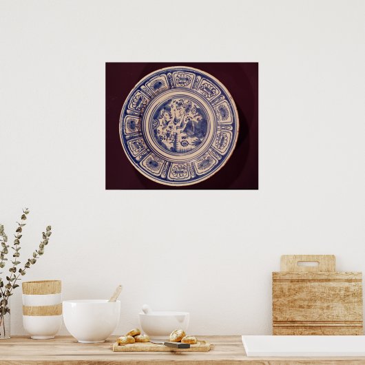 Poster Plat bleu, dérivé d'une Ming Export tardive (Cuisine)