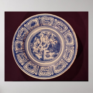 Poster Plat bleu, dérivé d'une Ming Export tardive