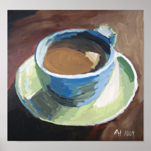 Poster plat de café. vert. copie de toile