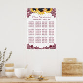 Poster Plat de tournesol rustique chic bordeaux Graphique (Cuisine)