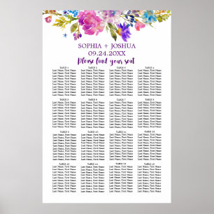 Poster Plat Mariage rose et bleu