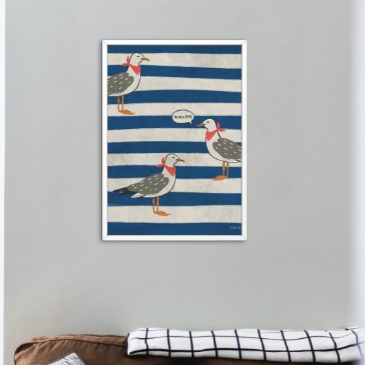 Poster plat minimaliste de mouette