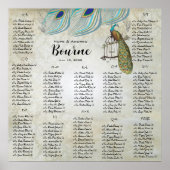 Poster Plat Peacock Bleu Argent Graphique 12 Tableaux (Devant)