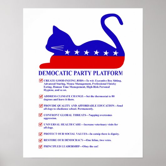 Poster Plate-forme du Parti Démocratique Drôle chat polit (Devant)