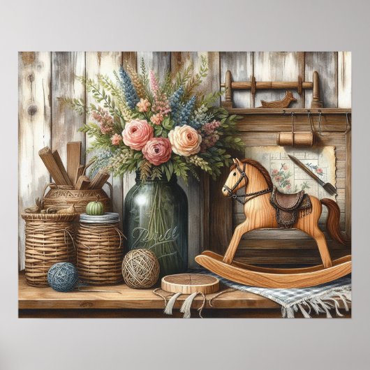 Poster Plateau de campagne primitive en bois 2 (Devant)