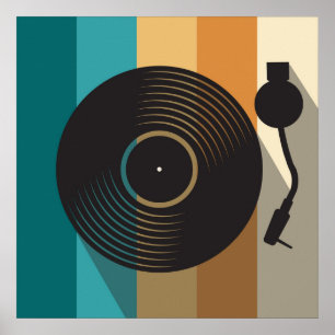 Poster Platine de Vinyle Vintage Minimaliste Musique