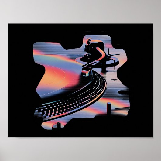 Poster Platine Tourne-Disques de Style Glitch Moderne – D (Devant)