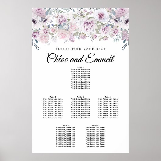 Poster Platine violette blanche 6 tables (Devant)