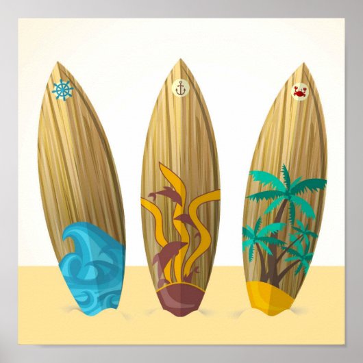 Poster Platins de surf rétro Sable de Surf solaire (Devant)