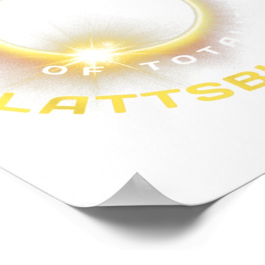 Poster Plattsburgh New York Solar Eclipse Totalité Avril (Coin)