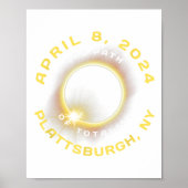 Poster Plattsburgh New York Solar Eclipse Totalité Avril (Devant)