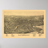 Poster Plattsburgh, NY Carte panoramique - 1899 (Devant)