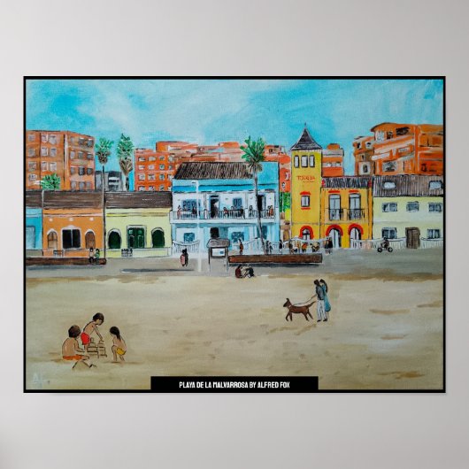 Poster Playa de la Malvarrosa Peinture d'Alfred Fox (Devant)