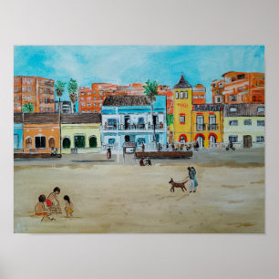 Poster Playa de la Malvarrosa Peinture par Alfred Fox