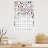Poster Playful Cartoon Dog Pattern with 2026 Calendar (Cuisine)
