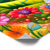 Poster Playful Mountain Meadow avec Fleurs et Stream (Coin)