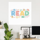 Poster Playful Pastel Bubble "READ" Sticker Style (Bureau à domicile)