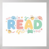 Poster Playful Pastel Bubble "READ" Sticker Style (Devant)