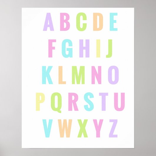 Poster Playroom Letters Alphabet Pastel Rainbow (Devant)