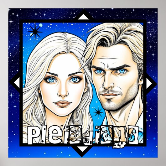 Poster Pleiadians Extra Terrestres Course avec étoiles (Devant)